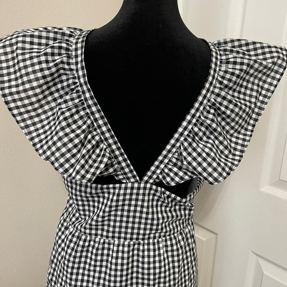 WAYF Black & White Check Maxi Dress with Ruffles - Picture 8 of 15